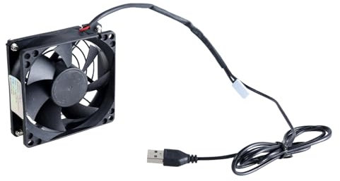 Vynetra Verstellbarer Thermostat-USB-Lüfter für Schränke, 80 mm, verbessert die Luftzirkulation in geschlossenen Räumen