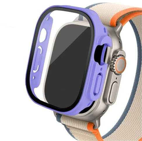 Quirxio Boîtier en verre pour Apple Watch Ultra 2, 49mm, smar twatch PC, protecteur d'écran pare-chocs, couverture trempée, accessoires de bande série iwatch(Lalic 24,Ultra 49mm)