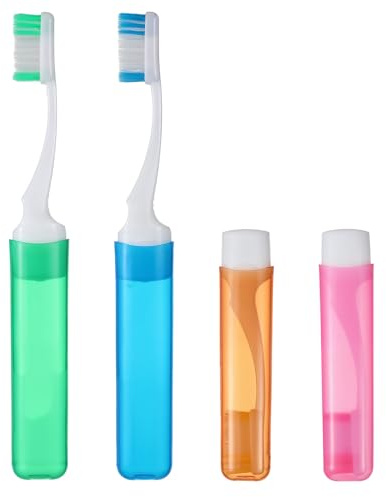 4 Stück Reise Zahnbürste Faltbare Reisezahnbürste Tragbare Klappbare Reisezahnbürste für Erwachsene Weiche-Reisezahnbürsten Tragbare Reise Handzahnbürsten Travel Toothbrush für Camping Unterwegs