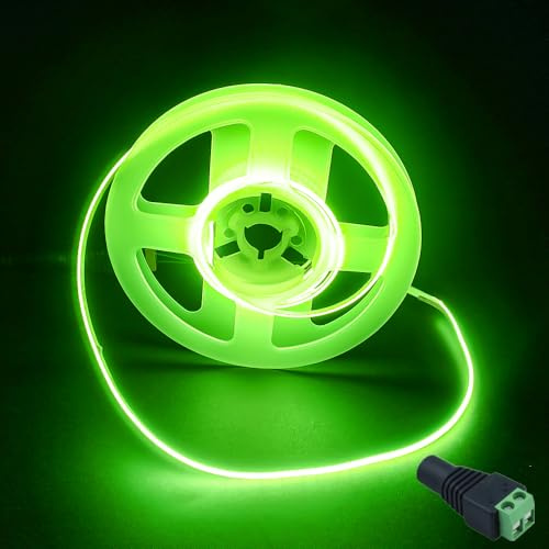 JBdusn 12V COB LED Streifen Grün, 5m Flexibel Hohe Dichte 2mm Breite LED Strip 480LEDs/m Schneidbar LED Licht Band Selbstklebend fürSchlafzimmer Küche DIY Beleuchtungsprojekt(Ohne Netzteil)