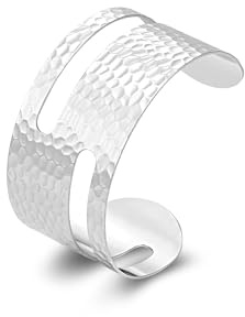 ALEXCRAFT 14K Vergoldet Armreif Große Breit Silber 925 Cuff Armband Damen