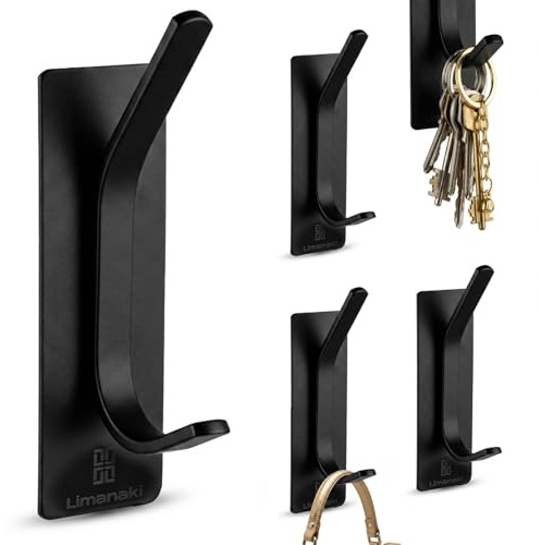 Generico Ganci Adesivi In Acciaio Inox Nero Set 4 Pezzi Per Bagno Cucina O Cameretta