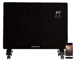 CREATE/WARM CRYSTAL 2000W / Convector eléctrico de cristal con wifi y ruedas negro/App. pantalla LED táctil. 2 potencias. instalación en pared o suelo. bajo consumo. 2000W
