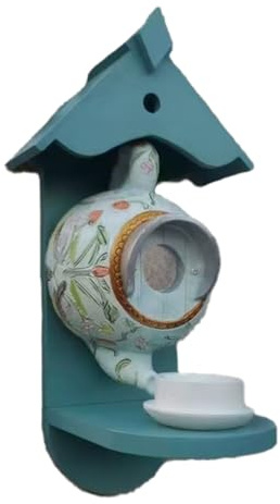 Uxsjakjsd For Garden for Home Decor Outdoor Resin Teapot Birdhouse Feeder-Hanging Wall Mount and Weather- B