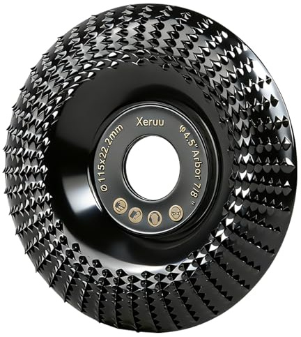 115mm Angle Grinder Wood Carving Disc High Carbon Steel 22.23mm Arbor with 16mm Adapter Ring Thorn Design Stump Grinder for Wood Metal Plastic Compatible with Bosch Makita DeWalt Metabo