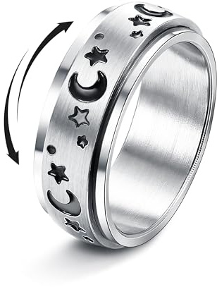 Dochais fidget ring anxiety spinner rings for stress | anxiety relief fidget band rings for women men stainless steel roller ring