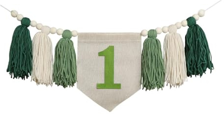 1st Birthday Banner for High Chair - Hochtaster Photo Prop Garland - 1 Jahr Geburtstag Banner Dekoration- Grün