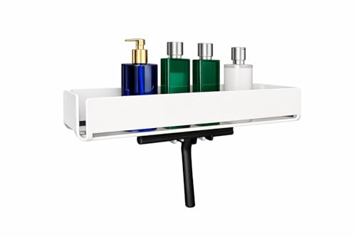 Radius PURORAGGIO Duschablage ohne Bohren – selbstklebendes Duschregal aus Aluminium – Badablage für Shampoo, Duschgel & Seife – moderne Wandablage für Dusche & Bad (Weiß/ 42 cm)