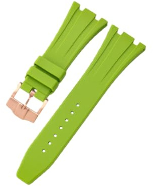 ROUHO Silikon Uhrenarmband 28mm Edelstahl Schnalle Wasserdicht Gummi Ersatzband Langlebig Sport für Audemars Piguet Royal Oak