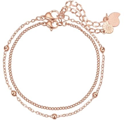 Happiness Boutique Damen Zarte Armbänder Rosegold | Filigrane Armketten 2-er Set aus Edelstahl