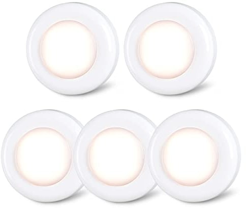 STAR-SPANGLED Tap Light Push Lights, Stick on LED Touch Puck Light AAA Battery Operated, Press Spot Lighting Indoor for Under Cupboard, Wardrobe, Cabinet, Closet, Kitchen (2.8inch, Warm White, 5 Pack)