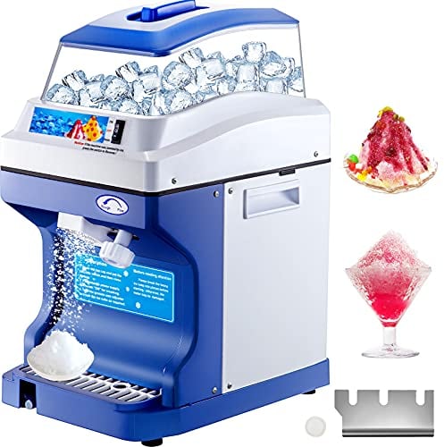 VEVOR Tritaghiaccio Elettrico Commerciale, Macchina del Ghiaccio Elettrico 300W, con Tramoggia di 5 kg, Macchina per Cono di Neve, 320 RPM Rasatura del Ghiaccio 200 kg all'Ora, Una Lama Aggiuntiva