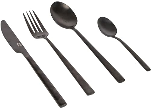 Bo-Camp Camping Besteckset Corson Reise Besteck Set Essbesteck Edelstahl 16tlg schwarz