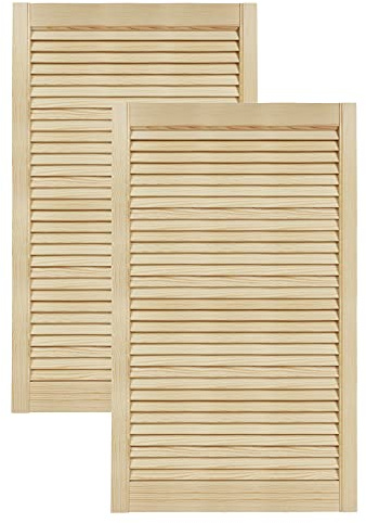 Lamellentüren Holz 2er Pack 594x993 mm | Holztür aus massiver Kiefer mit fühlbarer Struktur | Möbelfronten für kreative Renovierung | Lamellentür für Schrank oder Garderobe | Natur