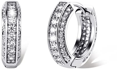 TOPGRILLZ Iced Out Creolen Ohrring Zirkonia Huggie Knorpel Manschette Diamant Hypoallergen 14 Karat vergoldet Luxus Mode Runde Kreis Ohrringe Schmuck Geschenk für Männer Frauen Kupfer