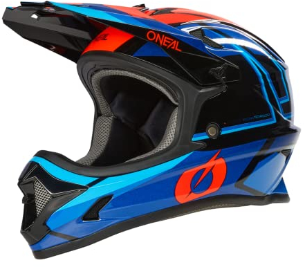 O'NEAL | Mountainbike-Helm Fullface | MTB DH Downhill FR Freeride | ABS-Schale, Magnetverschluss, übertrifft Robustes ABS | SONUS Helmet Split V.23 | Erwachsene | Blau Rot | Größe M