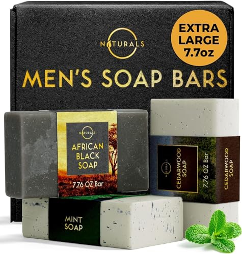 Jabón en Barra para Hombre - Jabón en Barra para Hombre 3-Pzs - Jabón Natural - Jabón en Barra para Hombre - Jabón en Barra para el Cuerpo - Jabón para Hombre - African, Cedarwood, Mint