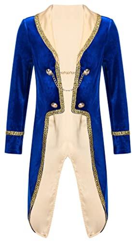 winying Kids Boys Steampunk Vintage Tailcoat Jacket Halloween Cosplay Costume Gothic Victorian Frock Coat Uniform Royal Blue 10 Years