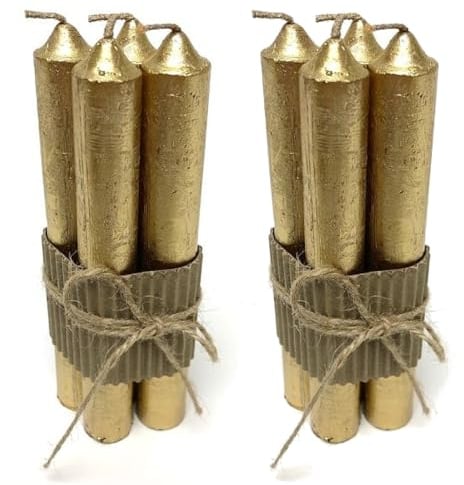 MACOSA VM090108_x2 Tafelkerzen Metallic Gold 8er Set 16 cm Wachskerzen Stabkerzen Tischkerzen Echtwachs-Kerze Dekokerzen Tischdekoration Deko Dekokerzen