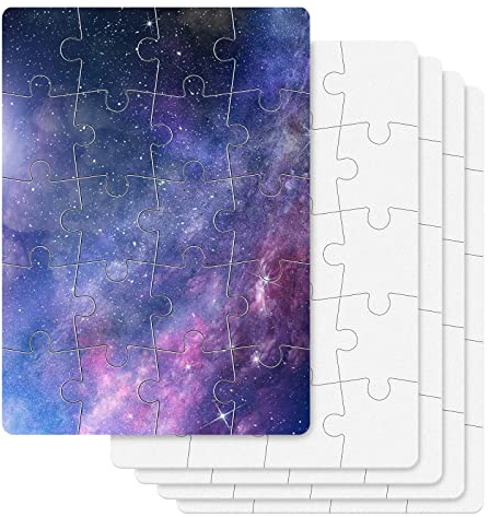Thinp 5 Stück Wärmeübertragung Puzzleteile Blanko-Puzzle Sublimationsübertragung Weiß Puzzle Sublimation Rohlinge Leeres Puzzle für Kinder Bemalen und Individuell Gestalten DIY Kunst und Handwerk