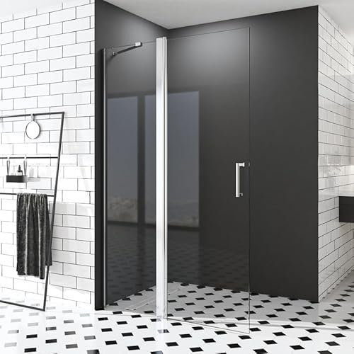 Walk in Duschwand, 100x185 cm Falttür drehtür Begehbare Dusche Glasabtrennung Duschkabine Duschtrennwand 6mm ESG-Sicherheitsglas Nano Beschichtung