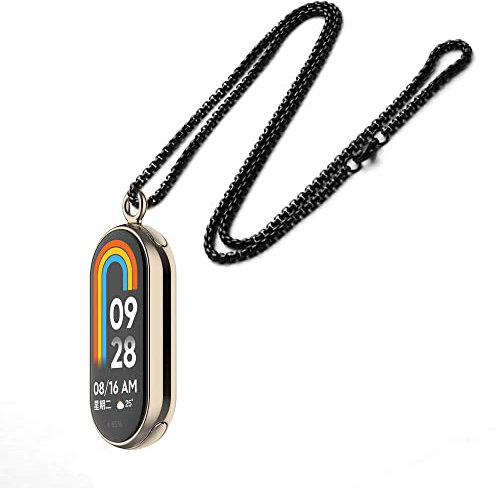 xhKJO Colgante Cordón para Xiaomi Mi Band 8 Correa, 2 Correas Conector, Acero Inoxidable Colgante Collar Correa Metal Enlace Accesorio Conector para Xiaomi Mi Band 8 NFC Accesorios (oro)