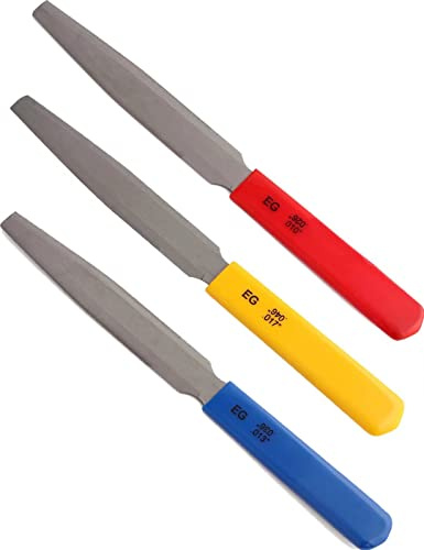 Rubatone Konische Mutternfeilen, Doppelkante, Schlitzfeilen-Set, Bundkrönungsfeilen, Gitarrenbauer-Werkzeuge für E-Gitarre, 3-teiliges Set.