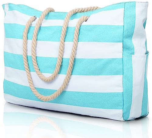 oscaurt Strandtasche Groß Shopper Tasche Tote Bag Handtasche Damen Strandtasche XXL Familie Reisetasche Saunatasche Badetasche Umhängetasche mit Reißverschluss Weihnachtsgeschenke
