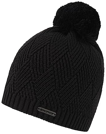 Ziener Damen Ixia Mütze/warm, gestrickt, Fleece Futter, Black, Usex