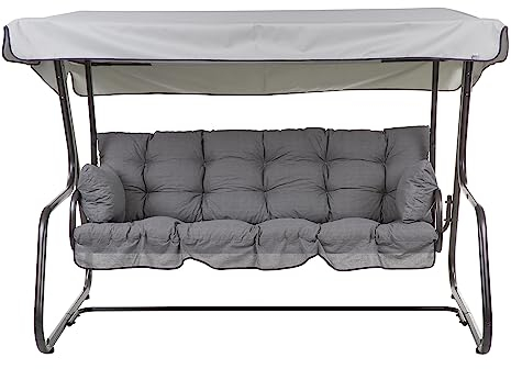 PATIO Hollywoodschaukel für 3 Personen Vita mit Auflagen Sitzfläche auf Federkern 170 cm Gartenschaukel mit Liegefunktion Sonnendach grau