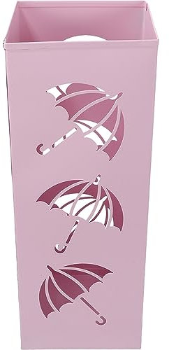 Easnea Portaombrelli in metallo, portaombrelli, autoportante, porta bastoni da passeggio, supporto per bastoni da passeggio quadrato/rotondo, per ingresso, casa, ufficio (quadrato, rosa)