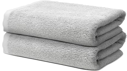 2 er Set Handtücher 50x100 cm | Frottee Weich & Flauschig | 100% Baumwolle | Frottier Handtuch Duschtuch Badetuch Badehandtuch | Oeko-Tex | 500g/m² | Ôhm | Hellgrau