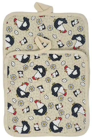 Set 2 Presine da Cucina in cotone 100%, quadrate 18X18 cm, tessuto trapuntato. Prodotto artigianale italiano. (Panna)