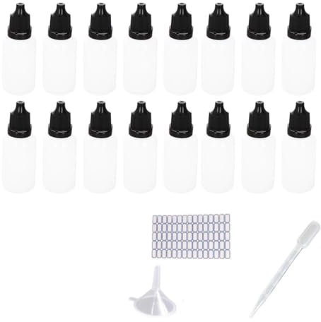 Voarge 20 PCS Plastic Dropper Bottle 30 ML, Eye Liquid Empty Dropper Refillable Squeezable Dropper Bottles for Essential Oil Diffuser, Massage, Beauty Oil Mix, black