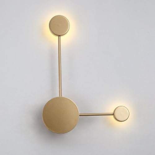 YFMYY LED-Wandleuchte, Goldfarbene Punkte und Linien, dekorative Beleuchtungskörper, 2700 K–3000 K warmes Licht, Wandleuchten für den Innenbereich, Wandleuchte für Schlafzimmer, Wohnzimmer, Flur