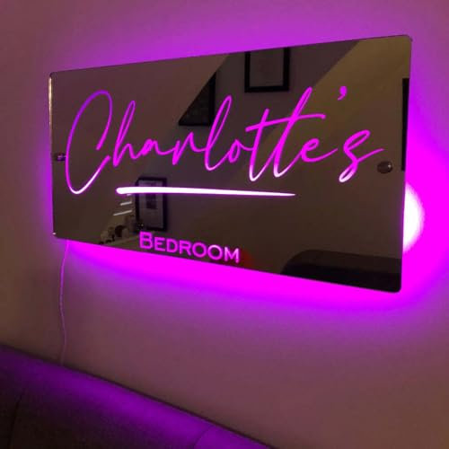 mxn Miroir De Chambre à Coucher Personnalisé, Lumineux Miroir LED, Panneau Néon Personnalisé avec Lumières LED, Décoration Murale pour Chambre à Coucher, Bar, Décoration D'intérieur, 80x40 cm