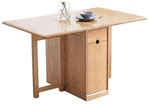 SHERAF Esstisch, rechteckiger Drop-Leaf-Tisch, klappbarer Küchentisch aus Eiche, Holz-Multifunktionstisch mit 3 Schubladen, Heimmöbel für Küche, Esszimmer, kleine Wohnung, Wohnzimmer Lofty Ambition