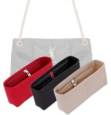 LinerLink Taschen-Organizer für YSL LouLou Puffer mittelgroße Schultertasche (35 x 23 x 13,5 cm (L x H x T), handgefertigter Tascheneinsatz, 2 mm Filztascheneinsatz, Damen-Handtaschenformer (Schwarz,