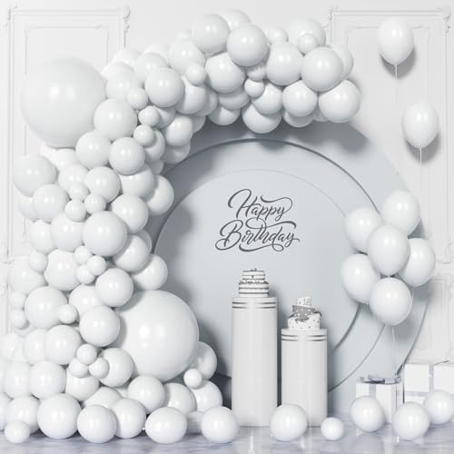 Visun Weiß Luftballons, 130 Stück Weißes Luftballon Girlanden Bogen Set, 5/9/10/12/18 Zoll, Weiß Ballon Für Männer Frauen Mädchen Hochzeit Geburtstag Babyparty Party Jahrestag Prinzessin Braut Deko
