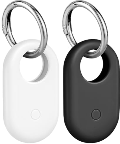 Ainiv 2PCS Hülle für Samsung Galaxy SmartTag 2 mit Schlüsselanhänger, GPS Tracker Anhänger Schutzhülle für Kinder, Hund, Katzen, Koffer, Schlüssel, Fahrrad (Schwarz + Weiß)