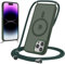 Yoedge Magnetische Handyband für iPhone 11 Pro Max 6,5 Hülle mit Band, Handyhülle Kompatibel mit MagSafe,Matt Transluzente PC + TPU Stoßfest Schutzhülle mit Abnehmbar Kordel zum Umhängen Case,Grün 1