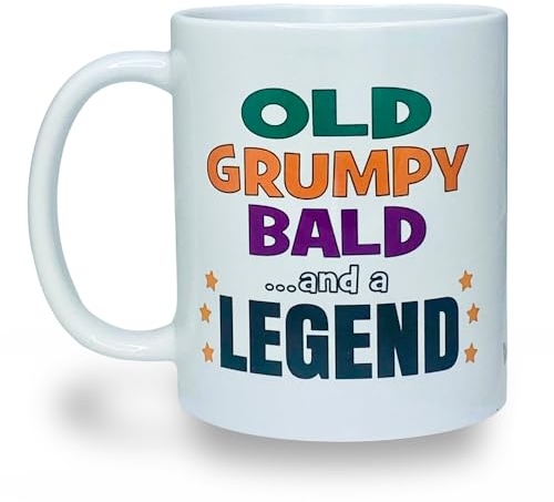 Banterous | Old Grumpy Bald and a Legend Mug | Funny Gift for Men, Dad, Old Man | Father's Day Idea | Birthday Present