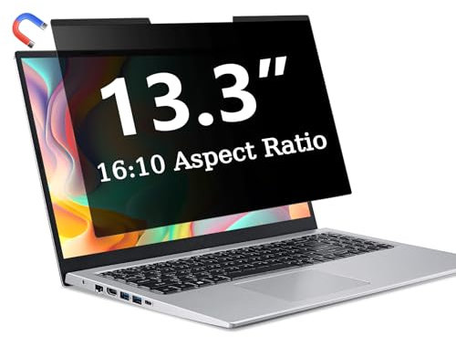 ZOEGAA Magnetischer 13,3-Zoll-Laptop-Sichtschutzfilter, für abnehmbares und wiederverwendbares 16:10-Breitbild-Display, Laptop-Sichtschutz 13,3 Zoll und Anti-Spionage-Anti-Blaulicht-Blendschutz