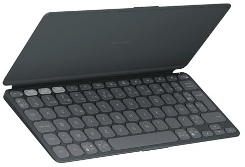 Logitech Keys-To-Go 2, clavier Bluetooth portable pour tablette avec coque intégrée, clavier sans fil compact ultra-mince pour Windows, Android, Linux, iPad, iPhone, Mac, Apple TV, AZERTY FR -Graphite