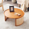 Massivholz-Couchtisch, Durchmesser 70 cm - Eleganter Couchtisch aus hochwertiger Eiche mit Rattandetails, runder Couchtisch mit Massivholzgestell, sehr robust und stabil, leicht und einfach zu bewegen