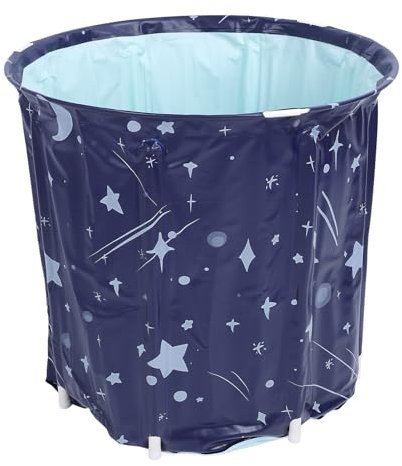 Baignoire Pliable Portable, Baignoire Spa de Salle de Bain 70 X 68 Cm, Baignoire sur Pied en PVC épais, Baignoire Spa Chaude pour Bain Chaud, Bain de Glace (Étoile Lune Bleu)