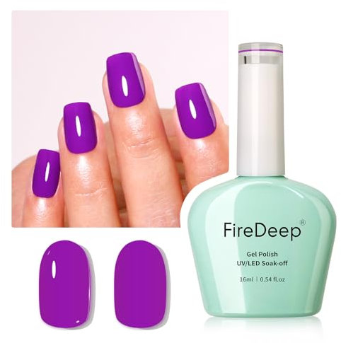 Firedeep Neon Purple Gel Nail Polish,16ML Large Bottle Purple Color Soak Off UV LED Nail Gel Polish Autumn Winter Nail Art Starter Manicure Salon DIY at Home 1Pcs