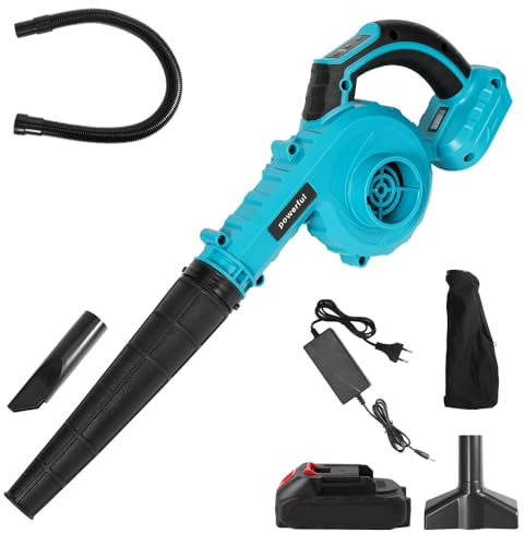 Spazzaneve a batteria, 21 V, soffiatore elettrico, con batterie e caricatore, soffiatore per la pulizia della neve per bolle di foglie, neve e polvere (con 1 batteria)