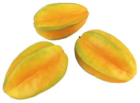 GMMH Künstliche Deko Sternfrucht (3 Stück) - Lebensechtes Plastikobst, Plastikfrucht, Kunstobst, Frucht für Dekoration, Schaufenster, Haushalt, Küche, Party, Hotel