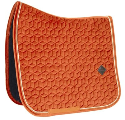 Kentucky Horsewear Satteldecke Velvet Dressur Cob – Orange Schabracke – Dressurform mit Doppelkordel – Atmungsaktiv – Maschinenwaschbar